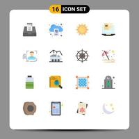 16 Flat Color concept for Websites Mobile and Apps recognition finger brightness hardware computer Editable Pack of Creative Vector Design Elements