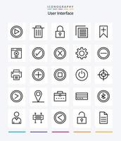 Creative User Interface 25 OutLine icon pack  Such As plus. interface. lock. user. document vector