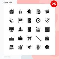 conjunto de 25 iconos modernos de la interfaz de usuario signos de símbolos para la cadena de conexión cocinar documentos reales elementos de diseño vectorial editables vector