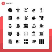 Pictogram Set of 25 Simple Solid Glyphs of light life printing city heart Editable Vector Design Elements