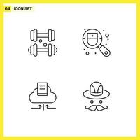 4 User Interface Line Pack of modern Signs and Symbols of dumbbell arrow medical medical notebook Editable Vector Design Elements