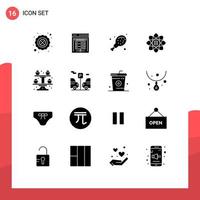 Pictogram Set of 16 Simple Solid Glyphs of cupcake baking chicken dollar scince Editable Vector Design Elements