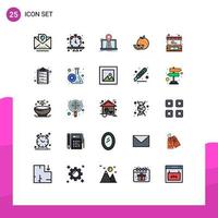25 iconos creativos, signos y símbolos modernos de compra de frutas, navegación, ruta de alimentos, elementos de diseño vectorial editables vector