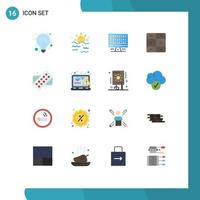 conjunto de 16 iconos modernos de la interfaz de usuario signos de símbolos para la decoración de interiores sol armario computación paquete editable de elementos de diseño de vectores creativos