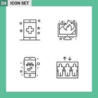 Modern Set of 4 Filledline Flat Colors and symbols such as app book cab form screen mobile app Editable Vector Design Elements