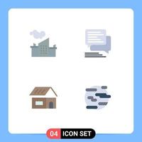 Group of 4 Modern Flat Icons Set for factory building pollution messages construction Editable Vector Design Elements