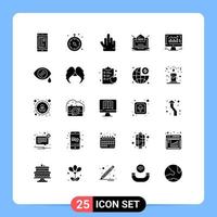 Set of 25 Modern UI Icons Symbols Signs for computer mail travel setting seo Editable Vector Design Elements