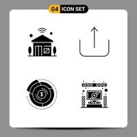 Group of 4 Modern Solid Glyphs Set for house budget iot ui financial Editable Vector Design Elements