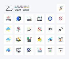 Hacking 25 Flat Color icon pack including bug. profile. error. lock. router vector