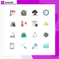 Set of 16 Commercial Flat Colors pack for ui reload folder refresh share Editable Pack of Creative Vector Design Elements