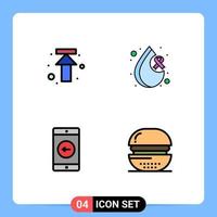 4 Universal Filledline Flat Colors Set for Web and Mobile Applications arrow mobile upload day left Editable Vector Design Elements