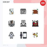 Universal Icon Symbols Group of 9 Modern Filledline Flat Colors of communication planning calender development wall Editable Vector Design Elements