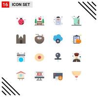 16 Thematic Vector Flat Colors and Editable Symbols of castle tower castle clipboard chemistry biochemistry Editable Pack of Creative Vector Design Elements