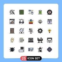 conjunto de 25 iconos modernos de la interfaz de usuario signos de símbolos para elementos de diseño vectorial editables de la papelera de energía de correo electrónico reciclable del corazón vector