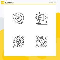 Set of 4 Modern UI Icons Symbols Signs for call business support megaphone solution Editable Vector Design Elements