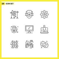 Group of 9 Modern Outlines Set for device computer graph celebrate eight march Editable Vector Design Elements