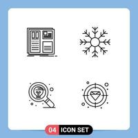 Mobile Interface Line Set of 4 Pictograms of design winter layout flake find Editable Vector Design Elements