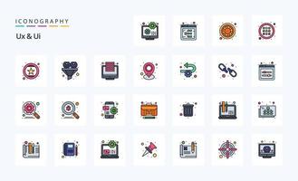 paquete de iconos de estilo lleno de línea de 25 ux y ui vector