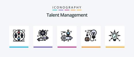 la línea de gestión de talentos llenó el paquete de 5 íconos, incluido el usuario. tarea. usuario. bien. flecha. diseño de iconos creativos vector
