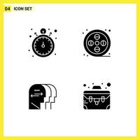 conjunto moderno de pictogramas de glifos sólidos de elementos de diseño vectorial editables de cabeza de artes de reloj de bolsillo vector