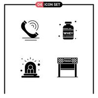 Group of 4 Modern Solid Glyphs Set for call alert services weight siren Editable Vector Design Elements