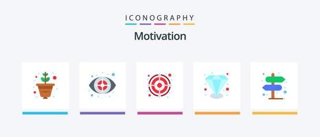 paquete de iconos de 5 planos de motivación que incluye . puntero. meta. ubicación. valor capaz. diseño de iconos creativos vector