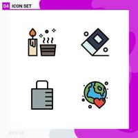 4 Creative Icons Modern Signs and Symbols of candle protect wellness stationary earth Editable Vector Design Elements