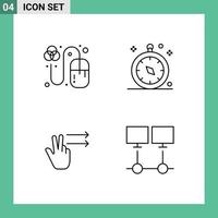 4 Universal Line Signs Symbols of design gesture grid navigation connect Editable Vector Design Elements