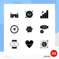 Set of 9 Modern UI Icons Symbols Signs for branding pointer bar maps stats Editable Vector Design Elements