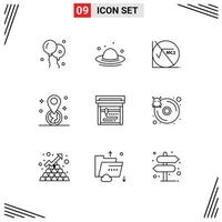 Outline Pack of 9 Universal Symbols of database machine formula pin gps Editable Vector Design Elements