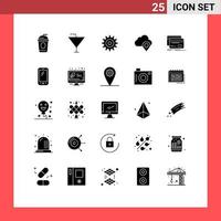 Set of 25 Modern UI Icons Symbols Signs for debit card setting banking pin Editable Vector Design Elements