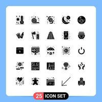 25 Universal Solid Glyphs Set for Web and Mobile Applications time moon scale line heart Editable Vector Design Elements