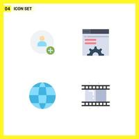 4 Creative Icons Modern Signs and Symbols of add internet data web brower reel Editable Vector Design Elements