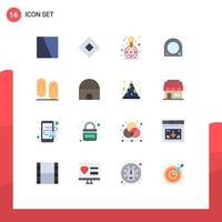 16 iconos creativos, signos y símbolos modernos de calefacción abatible, objetivo del calentador financiero, paquete editable de elementos creativos de diseño de vectores