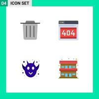 Flat Icon Pack of 4 Universal Symbols of delete frankenstein seo error motel Editable Vector Design Elements