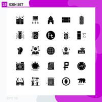 25 User Interface Solid Glyph Pack of modern Signs and Symbols of furniture cabinet management toy building Editable Vector Design Elements