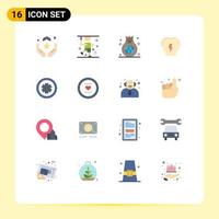 Editable Vector Line Pack of 16 Simple Flat Colors of mind in medical conflict global Editable Pack of Creative Vector Design Elements