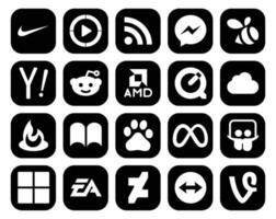 20 Social Media Icon Pack Including slideshare meta reddit baidu feedburner vector