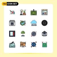 Flat Color Filled Line Pack of 16 Universal Symbols of code web park browser finance Editable Creative Vector Design Elements