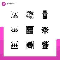 Set of 9 Modern UI Icons Symbols Signs for testing tree bin plant green Editable Vector Design Elements