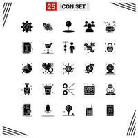 User Interface Pack of 25 Basic Solid Glyphs of party instruments coordinate drum students Editable Vector Design Elements
