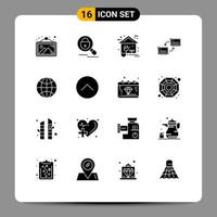 16 Thematic Vector Solid Glyphs and Editable Symbols of sync link eco connection power Editable Vector Design Elements