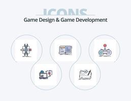 diseño de juegos y línea de desarrollo de juegos llenos de paquete de iconos 5 diseño de iconos. evento. calendario. mando narración abierto vector