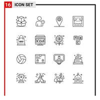 User Interface Pack of 16 Basic Outlines of seo complex location theater event Editable Vector Design Elements