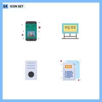 Pictogram Set of 4 Simple Flat Icons of app desktop mobile score gadget Editable Vector Design Elements