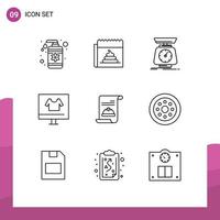 User Interface Pack of 9 Basic Outlines of ecommerce commerce news apparel scales Editable Vector Design Elements