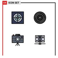 Set of 4 Modern UI Icons Symbols Signs for bathroom professional camera album camcorder mainframe Editable Vector Design Elements