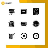 9 Universal Solid Glyphs Set for Web and Mobile Applications athlete coffee analytics box report Editable Vector Design Elements