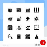 Modern Set of 16 Solid Glyphs and symbols such as sew modest internet tree cypress Editable Vector Design Elements