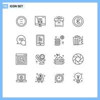 Modern Set of 16 Outlines and symbols such as sharing devices marketing computer gift Editable Vector Design Elements